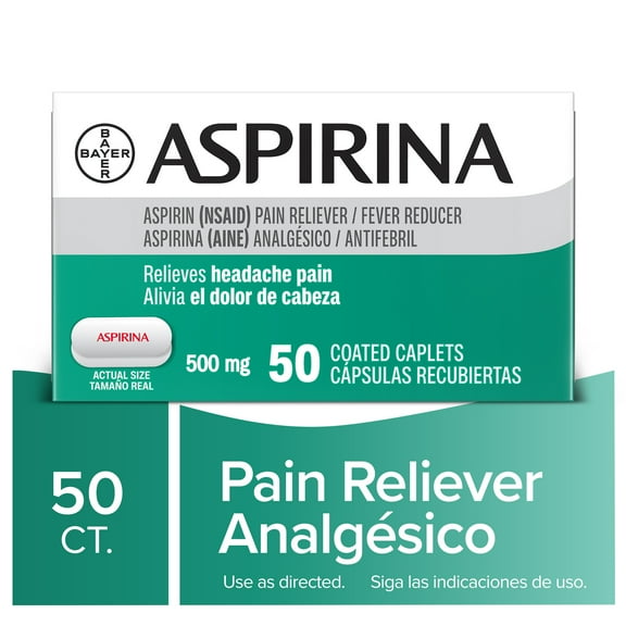 Aspirina Pain Reliever, 500mg Aspirin Medicine, Headache Relief, 50 Count