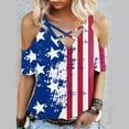 thumbnail image 2 of HAPIMO Discount Shirts for Women Casual Off Shoulder Pullover Tops Criss Cross Neck Tee Shirt Teen Grils Fashion Clothes Short Sleeve Graphic Print Womens Summer Tops Blue M, 2 of 4