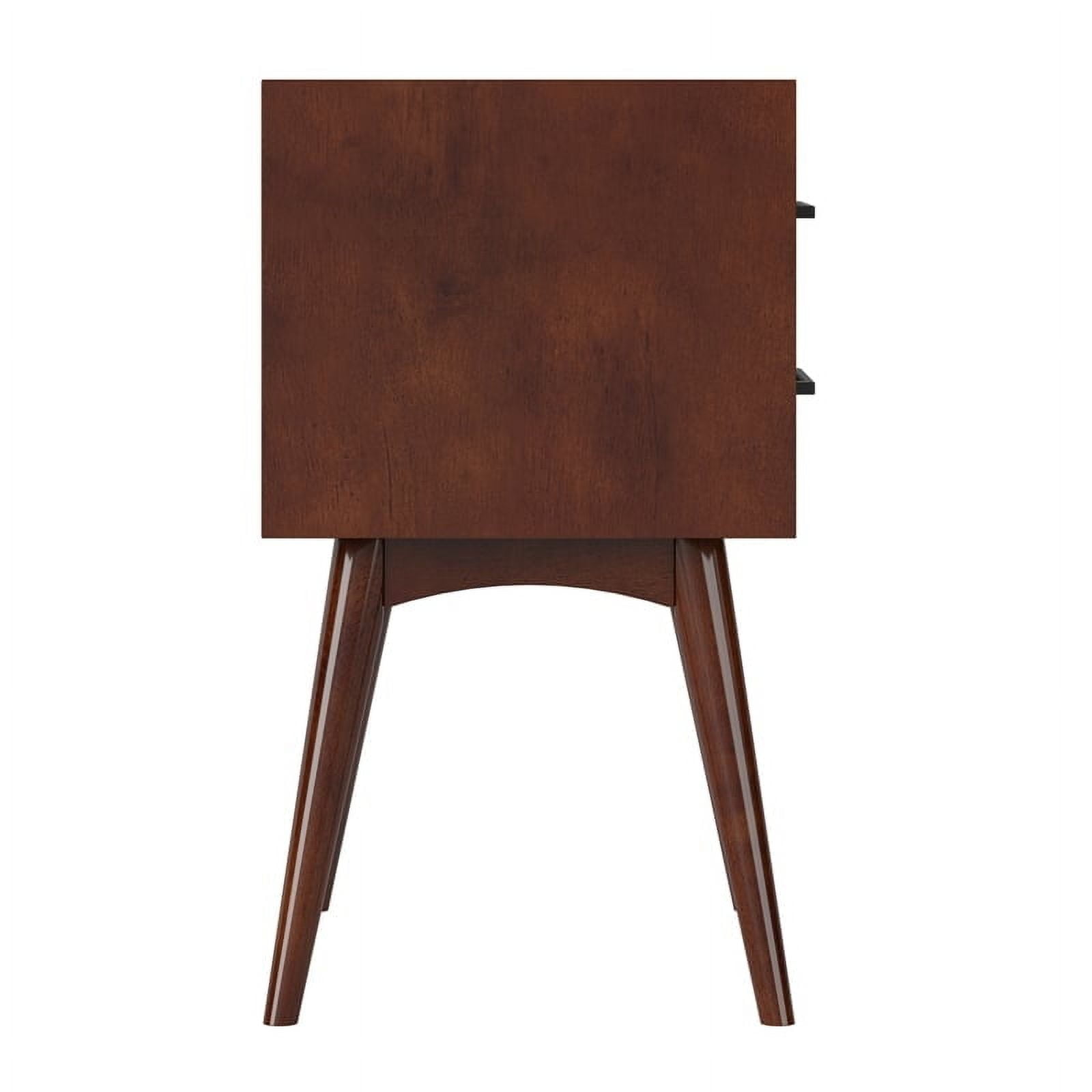 AFI Pasadena Solid Wood Mid-Century Modern Nightstand with 2 Drawers, Walnut