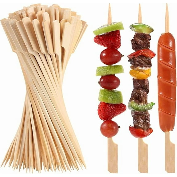 100pcs 20cm Skewers For Barbecue, Fruit, Oden, Iron Pot Kebab, Cotton Candy, Disposable Skewers For Grilling Tools
