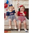 thumbnail image 5 of BemeyourBBs Newborn Baby Girl 4th of July Romper Dress Baby Girl Patriotic Smocked Dress Fourth of July Outfit American Flag Embroidery PuffShort Sleeve Star Print Tulle Tutu Dress with Headband, 5 of 9