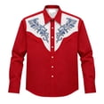 thumbnail image 4 of Zysthvn Western Cowboy Shirts for Men Casual Work Long Sleeve Fall T-Shirts for Men Printed Turn Down Collar Comfy Button Tops, 4 of 4