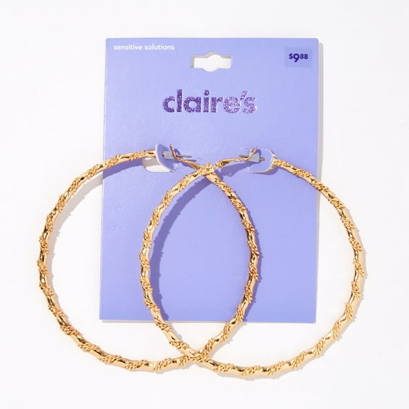 Claire's Gold 80MM Twist Hoop Clutchback Earrings