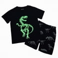 thumbnail image 3 of NIEWTR Toddler Boy Short Sets Boys Summer Dinosaur Outfits Cotton Short Sleeve Tops and Elastic Waist Shorts Matching Set（Navy,6-7 Years), 3 of 9