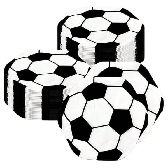 Football Theme Party Tableware Set Disposable Paper Plates Napkins Decorations Desktop Layout for Sports Celebration, 1 Pack of Soccer Paper Towels