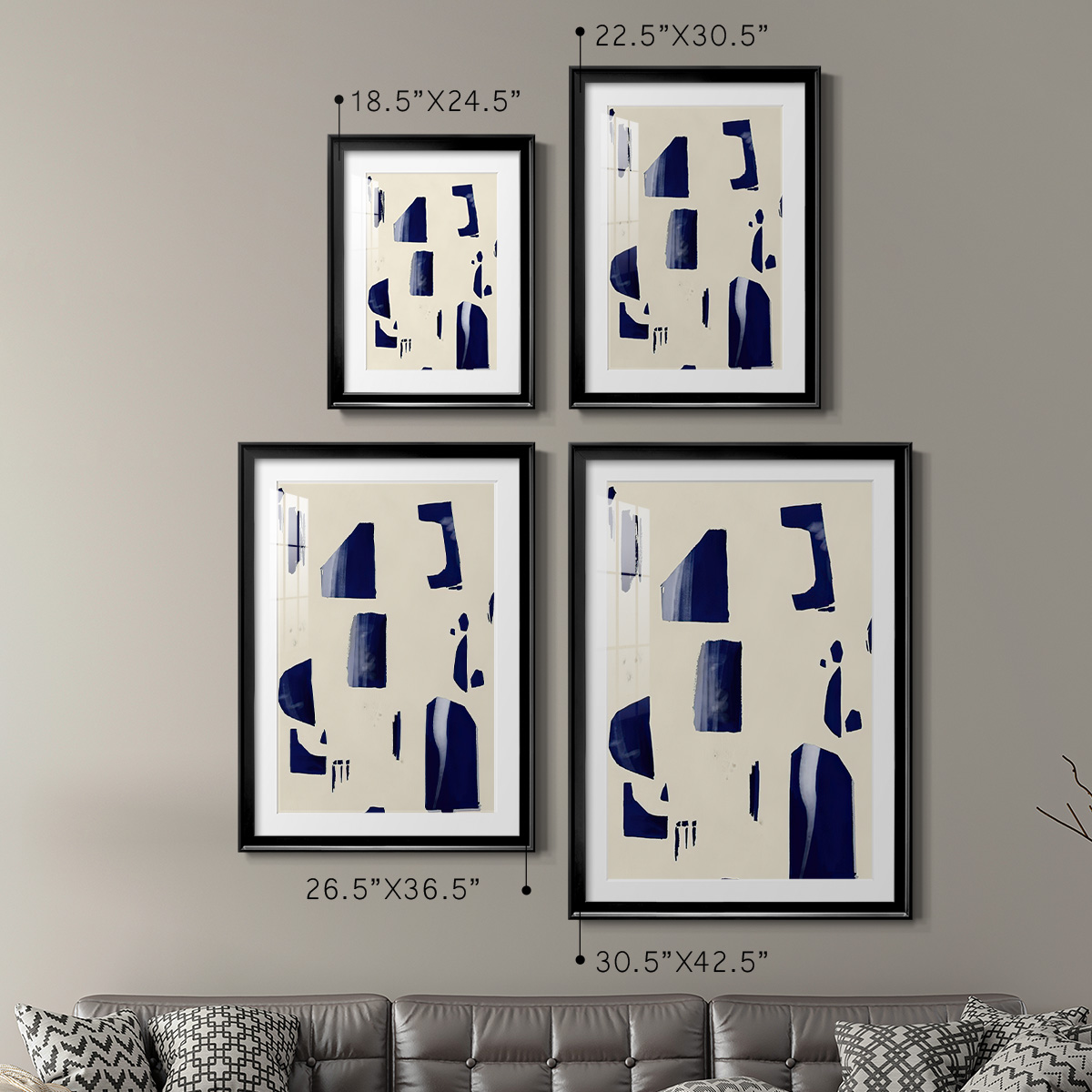 Wexford Home Fragment Abstraction I Premium Framed Print, 26.5" x 36.5" - Ready to Hang, Black (Set of 2)