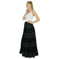 thumbnail image 3 of Bimba Long Flaired Cotton Skirt Boho Style Maxi Elastic Waist Bottoms, 3 of 6