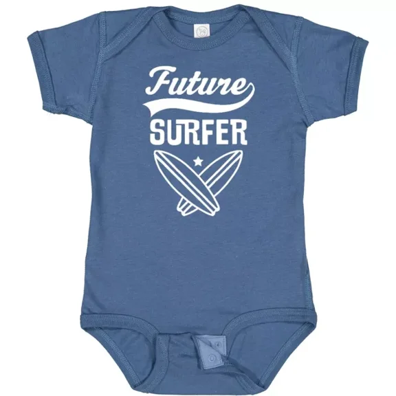 Baby Bodysuit BELLA CANVAS Surfing Future Surfer Baby Bodysuit Surfboard Childs Kids Cute Beach