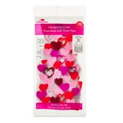 Valentine's Shaped Red Hearts Cello Party Treat Bags with Twist Ties 5"x9", 20 Ct, Way To Celebrate