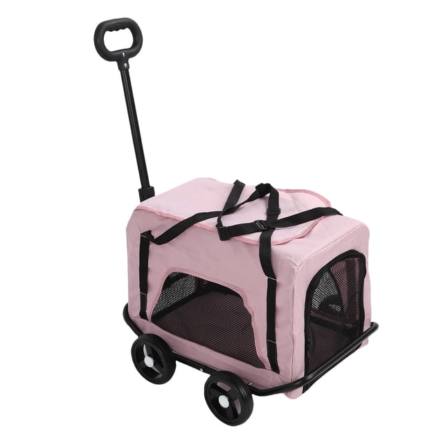 Portador De Mascotas Con 4 Ruedas, Transportista De Perros Rodante Con Del Telescopio, Pequeña Caja De Viaje De Cochecito De Mascotas Portátil