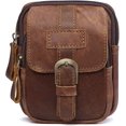 thumbnail image 1 of Riñoneras pequeñas para hombre, riñonera de cuero, impermeable, para viajes de negocios, correr, deportes de ciclismo, riñonera marrón, 1 of 5