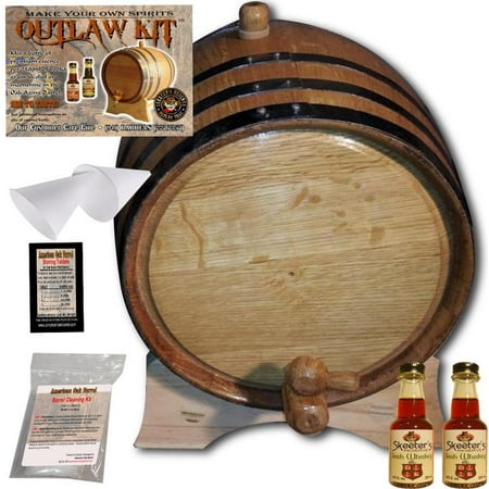 

Outlaw Kit From American Oak Barrel - Make Your Own Irish Whiskey (Natural Oak With Black Hoops 2 Liter)