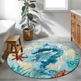 thumbnail image 3 of Round Rugs 3Ft, Sea Seahorse Coastal Round Area Rug Washable Indoor Throw Carpet, Nautical Summer Coral Ocean Vintage Small Non Slip Circle Rug for Bedroom Living Room Home Decor Aesthetic, 3 of 8