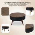thumbnail image 6 of GZXS 31.5" Round Coffee Table with Hidden Storage & Flip-Over Lid, Carved Bohemian Tabletop & Solid Wood Legs, Two-Tone Design, Matte Black+Brown Finish, for Living Room/Vintage Decor, 6 of 9