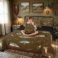 thumbnail image 3 of meiyoeat Camouflage Fishing Full Size Bedding Sets for Men Adults, Retro Deer Duck Bass Camping Wildlife Full Size Bed in a Bag, Brown, Black Reversible, 7-Piece, 3 of 5