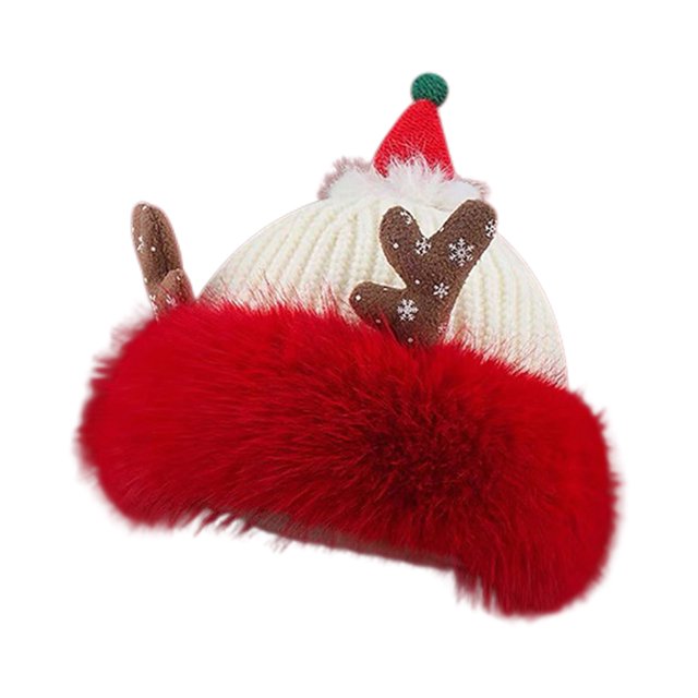 Sombreros de invierno, gorro navideño rojo, gorro de punto con astas para mujer, gorro de terciopelo cálido con protección para las orejas, gorro para mujer.
