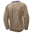 thumbnail image 5 of qelini Long Sleeve Tops for Men Round Neck Button Casual Lightweight T-Shirt Basic Pullover Solid Color Tee Tops Khaki XXXL, 5 of 8