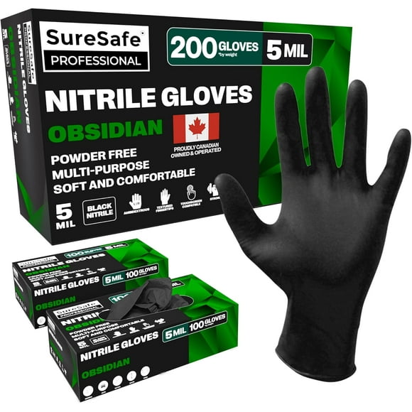 shiyou-Black Gloves Disposable, 5 Mil Nitrile Gloves, Latex Free Disposable Gloves, Food Grade Gloves, Mechanic Gloves