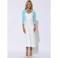 thumbnail image 3 of DARING DIVA Semi Sheer Elegant 3/4 Sleeves Blouse XL Light Blue, 3 of 6
