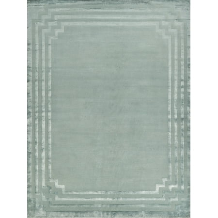 Exquisite Rugs Vero Aqua/Blue Wool/Bamboo Silk Hand-Knotted Area Rug