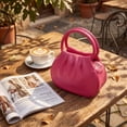 thumbnail image 4 of ZhangC Mini Ruched Puffy Clutch Handbag for Women, 7.9 Inch Small Zipper Wallet Crossbody Purse with Round Top Handle, Casual Evening Phone Card Bag, Shopping and Daily Use, Pink, 4 of 6
