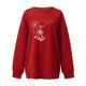 thumbnail image 2 of Gibobby Sudadera sin capucha y ocio Suéter sin capucha de manga de hombro de color sólido con parte superior suelta de otoño e invierno para mujer Características del suéter: (Rojo, XXL), 2 of 3
