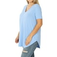 thumbnail image 3 of Women & Plus Short Sleeve V Neck Round Hem Relaxed Fit Casual Tee Shirt Top, 3 of 5