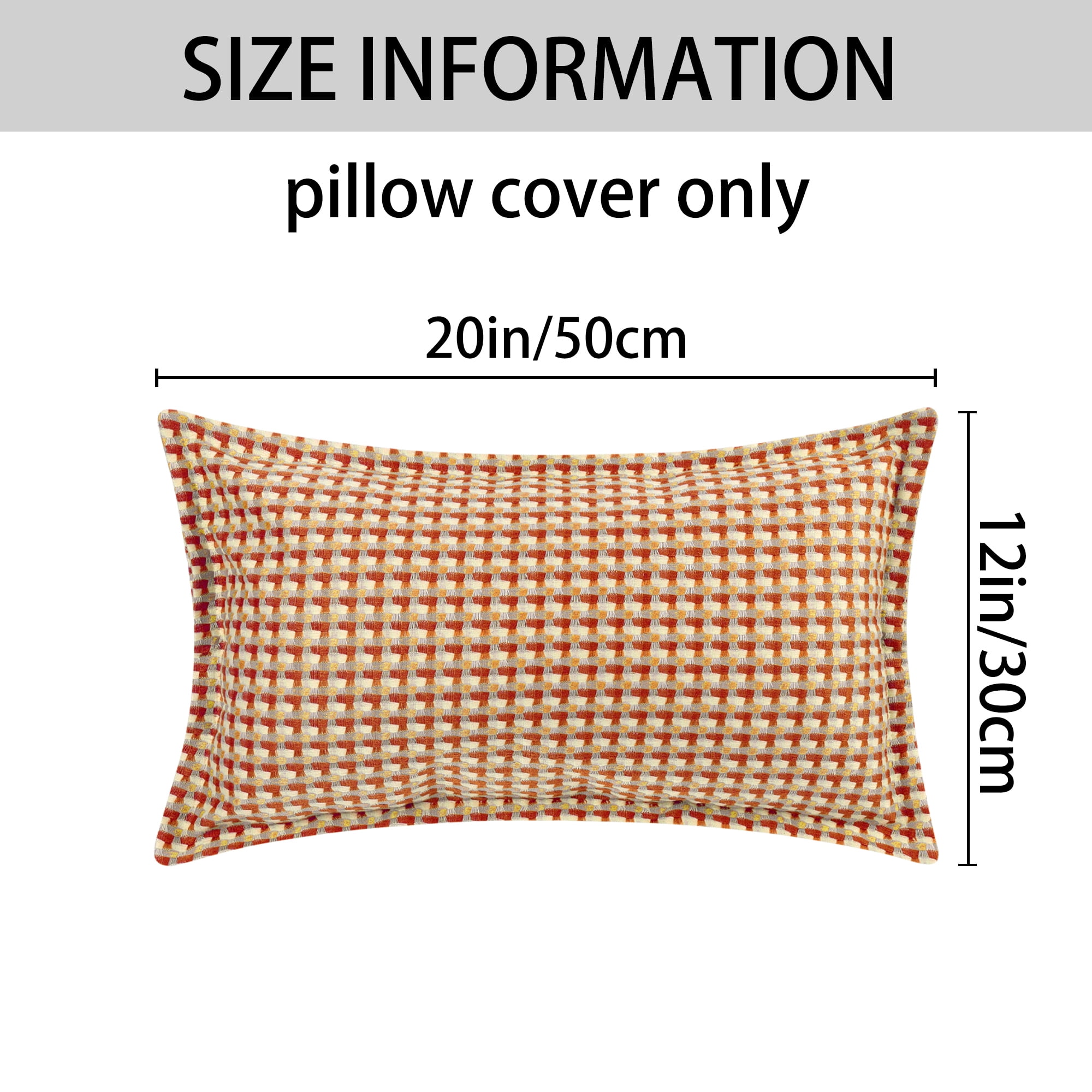 Unique Bargains Plaid Throw Pillow Covers Decorative Pillow Cases Square Cushion Covers Orange Grid 12" x 20"