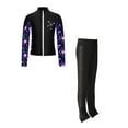 thumbnail image 6 of Miutii Kids Girls 2 Pieces Figure Skating Outfits Long Sleeve Zipper Jacket with Sparkly Pants Set Black 8, 6 of 9