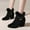 Black, variant on JUSLIO Womens Boots Chunky Heel Boots Comfort Mid Calf Boots Solid Color Fashion Casual Slip On Pointed Toe Boots for Women