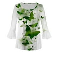 thumbnail image 4 of Dyegold Fall Shirts For Women 2023 3/4 Sleeve Pleated Front V Neck Button Down Tops Tunics Vintage Floral Printed Blouses, 4 of 4