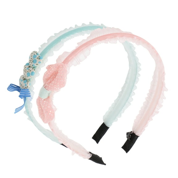 Unique Bargains 2 Pcs Elegant Mesh Headbands for Children 5.51"x4.72"x0.28" Lake Blue Pink