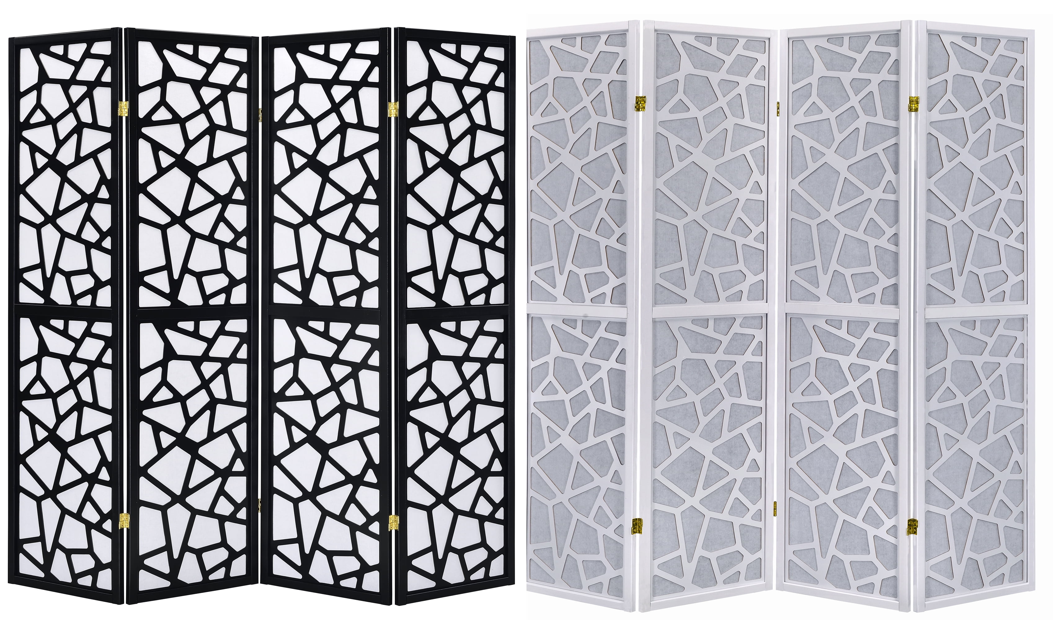 Legacy Decor 3 Panel Room Divider with Mosaic Cuts White Color
