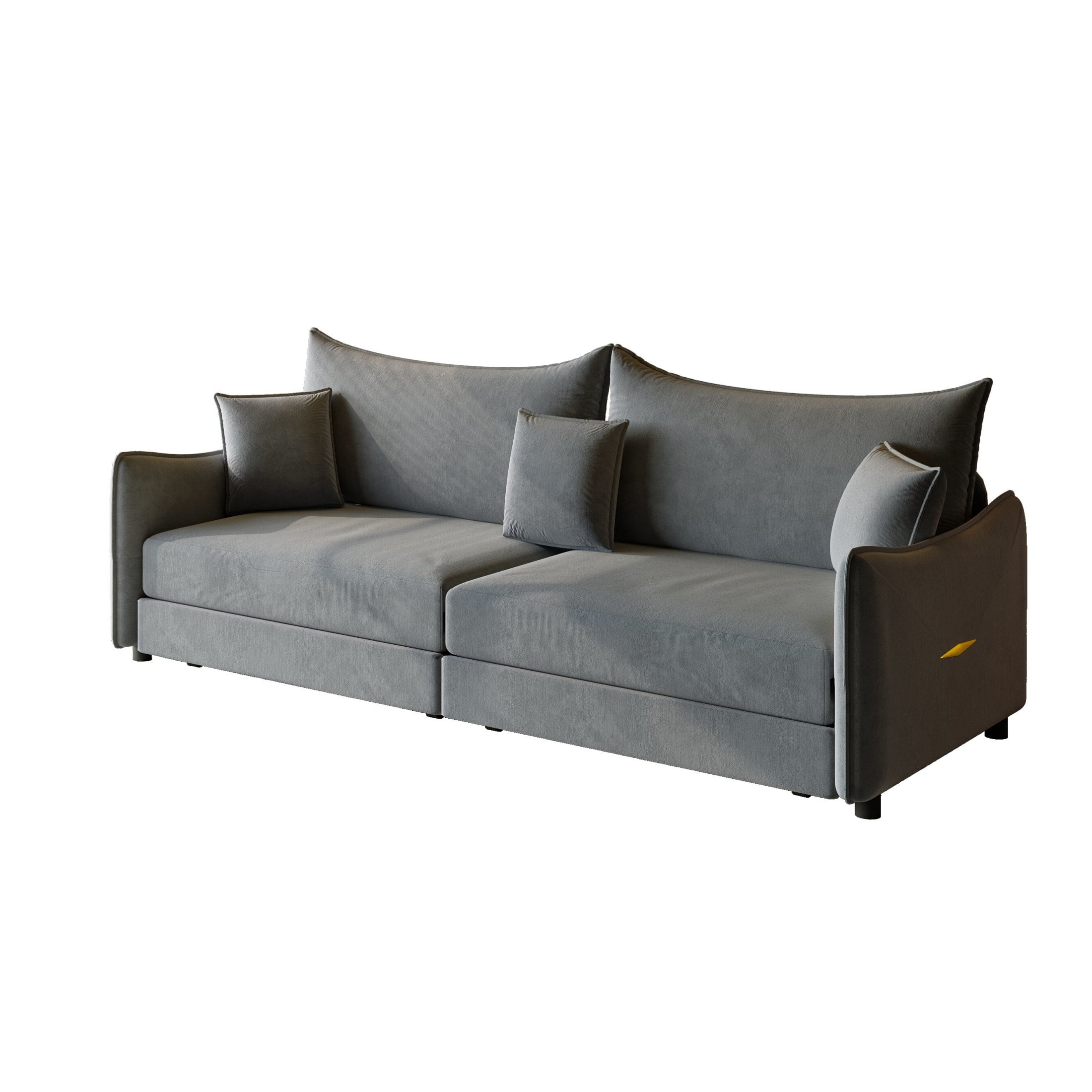 Noble House Abriel King Pull Out Sleeper Sofa Bed, Modern Velvet 3-in-1 Convertible Couch with Pillows, Dark Grey
