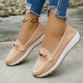 thumbnail image 4 of Women's Wedge Suede Loafers Low Cut Casual Wide Width Tennis Shoes Metal Chain Comfortable Non Slip Walking Sneakers Brown Size 7.5, 4 of 5