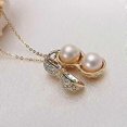 thumbnail image 4 of Women Crystal golden Necklace White Pearl golden peanut Pendant necklace Jewelry Sweater Chain,1pc, 4 of 4