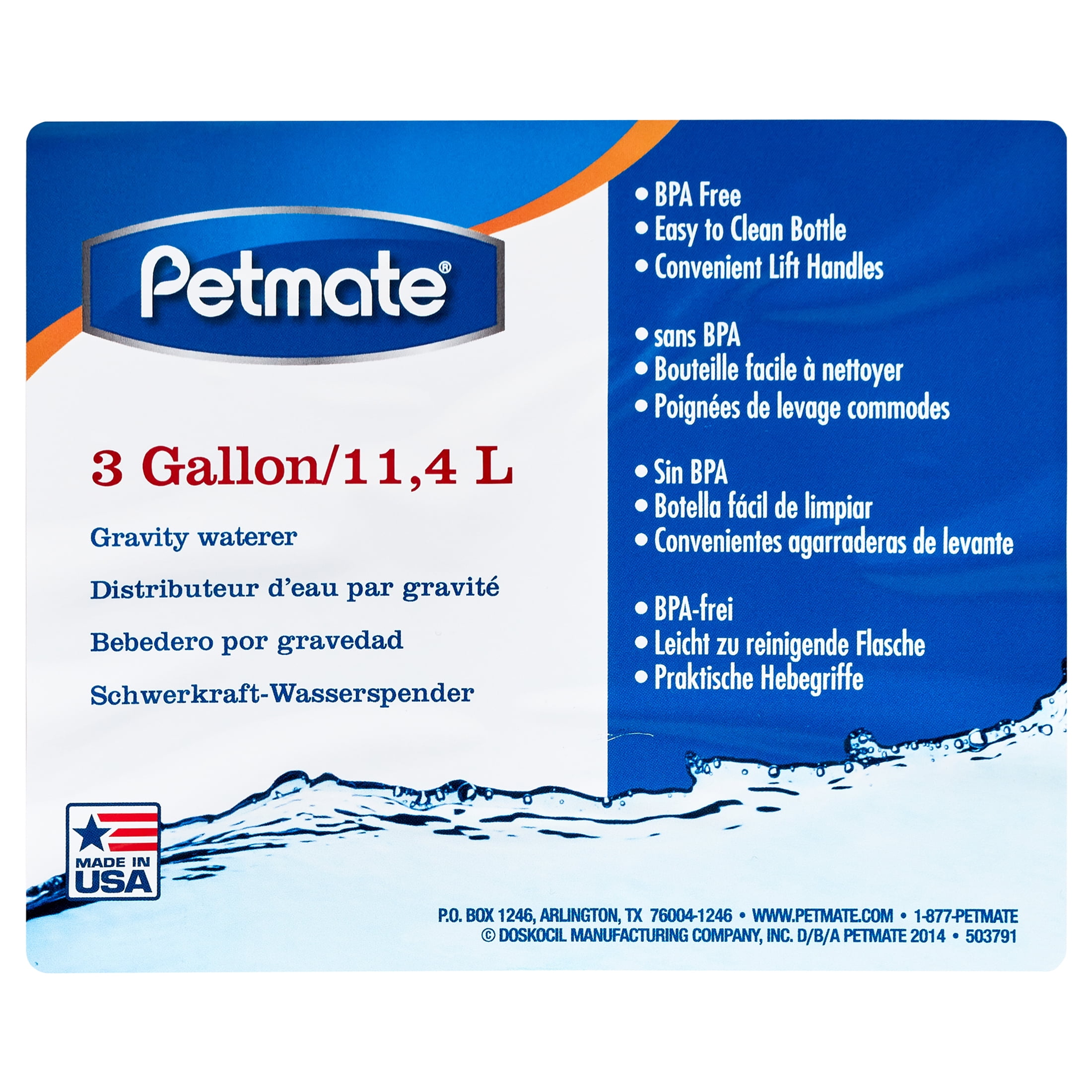 Petmate Pet Café Gravity Waterer Water Bowl Station for Dogs and Cats, 3 gallon, Blue Silver