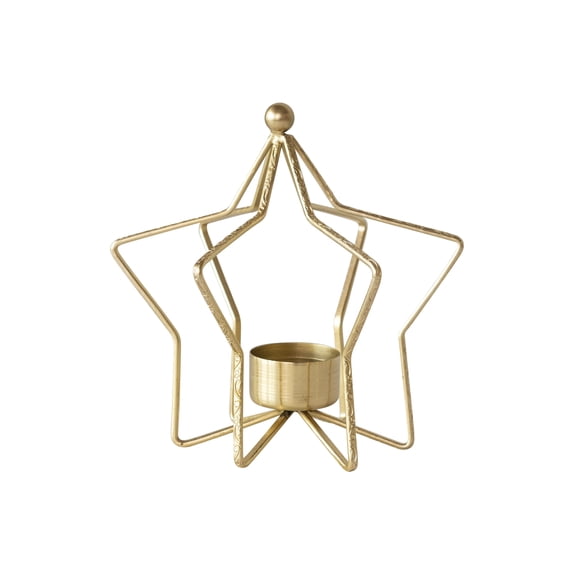 Creative Co-Op Metal Star Shaped Tealight Holder, Gold Finish