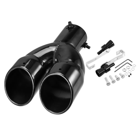 Unique Bargains 1 Set Universal Car Straight Exhaust Tip Muffler Tailpipe 2.5 Inch Inlet 3.14 Inch Outlet Black