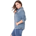 thumbnail image 4 of GRACE & GRANDEUR Women's Plus Jean Jacket Button Closed Cropped Denim Jacket, 4 of 6