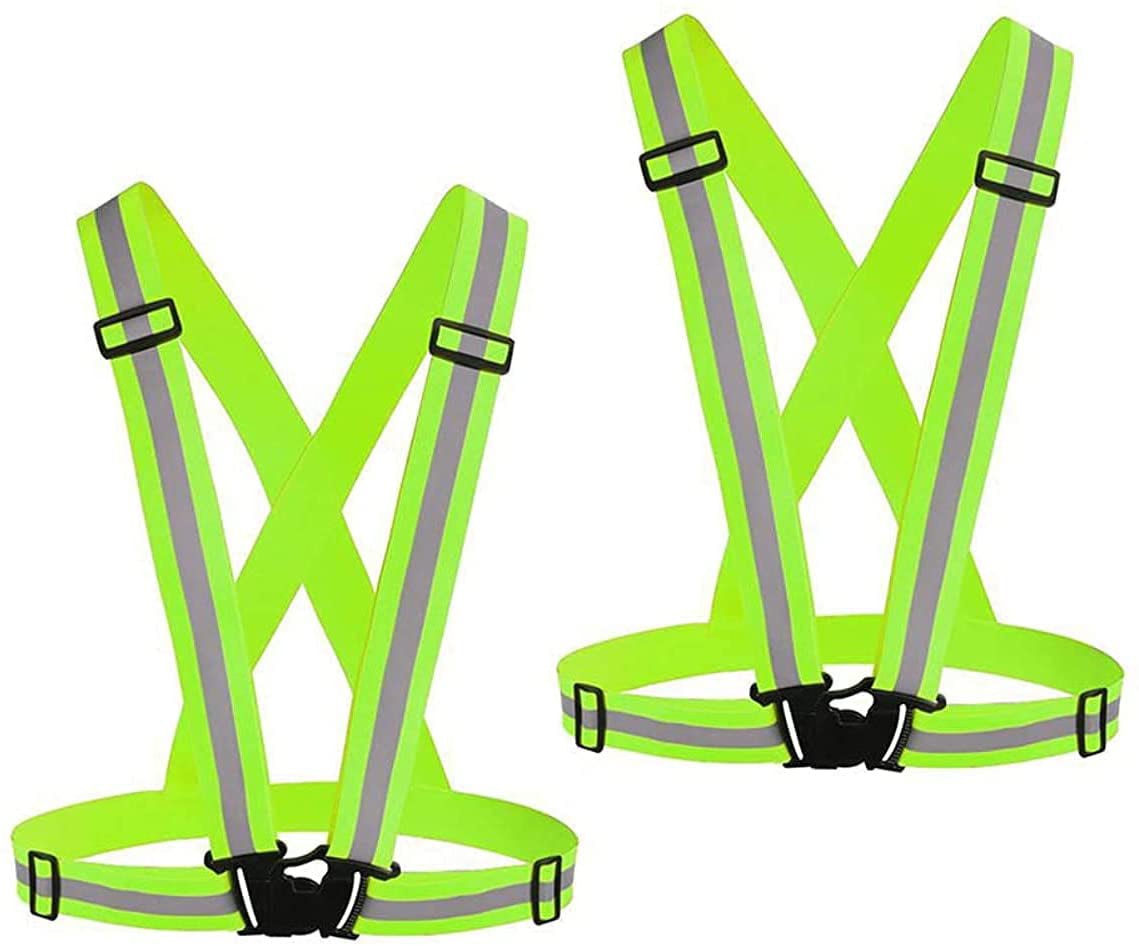 Jogging Ultralight & Comfy for Running Walking Reflective Glow Belt with 2Pack Reflector Armbands Reflective Vest Cycling, Adjustable Elastic Safety Vest Outdoor Reflective Belt High Visibility 