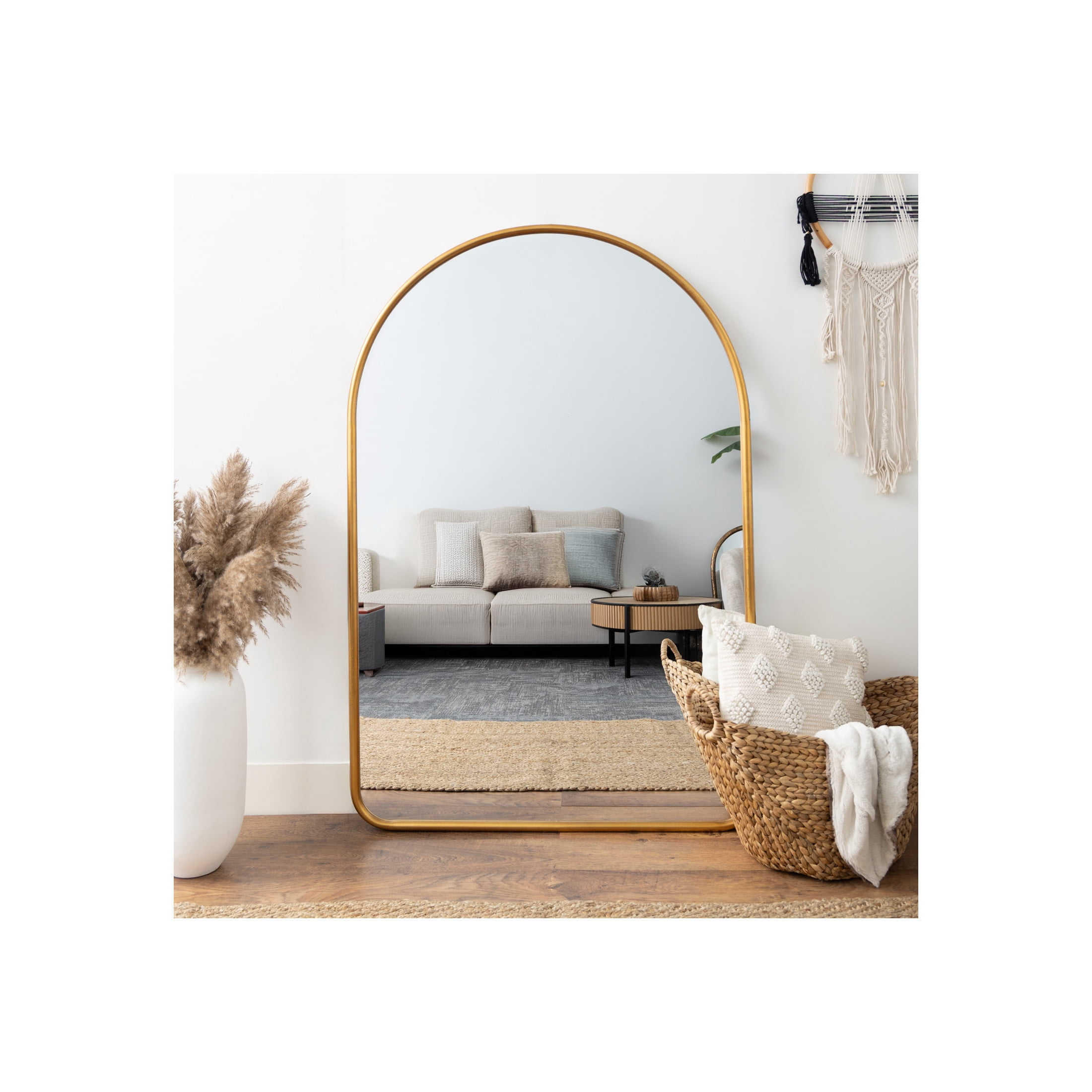 DecMode 44" x 66" Gold Arched Wall Mirror