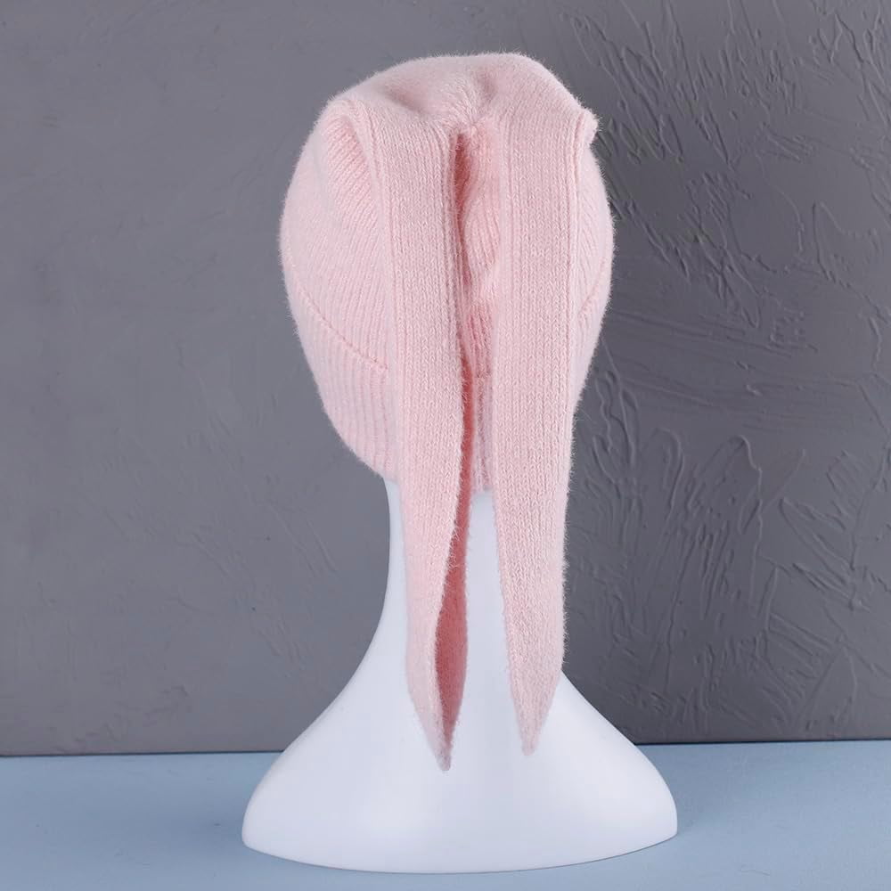 Bunny Beanie Hats for Women Cute Rabbit Beanie Crochet Hats Winter Cap Warm Skull Cap Outdoor Ski Slouchy