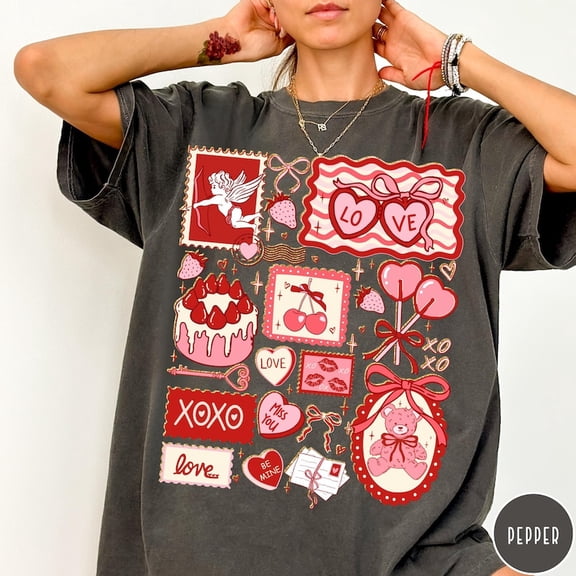 Valentine's Vintage Cards T-Shirt - Valentine Card Tee - Women's Trendy Tshirt