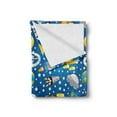 thumbnail image 2 of Space Soft Flannel Fleece Throw Blanket, Alien and Human Astronaut Space with Shooting Stars Moon and Earth Image, Cozy Plush for Indoor and Outdoor Use, 50" x 70", Blue Grey Yellow, by Ambesonne, 2 of 5