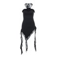 thumbnail image 2 of OSOLU Solid Color Women Hanging Neck Three Floral Ruffle Flutter Fashion Slim Girl Mini Dress Birthday Sundress Dresses For Women 2025 Elegant Classy, 2 of 6