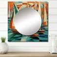 thumbnail image 1 of Designart "Abstract Sailboats at Sunset Cubist Minimalist Scene II" Boat Square Mirror For Wall Decor - Large Brown Square Printed Wall Mirror Art - Wall Mounted Square Large Mirror, 1 of 5