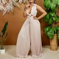 thumbnail image 2 of SRZYMJ Formal Jumpsuit for Women Stylish Women's V-Neck Sleeveless Lapel Design Loose Fit Pleated Wide Leg Jumpsuit for Everyday, 2 of 9