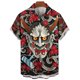 thumbnail image 3 of Camisa vintage japonesa con estampado 3D de samurái para hombre, camisa de manga corta de gran tamaño con solapa y botones, estilo callejero, 3 of 5
