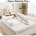 thumbnail image 6 of 79" Boneless Cloud Loveseat Sofa with Ottoman, Modular Chenille Convertible Floor Couch Bed, No Assembly, Beige, 6 of 7